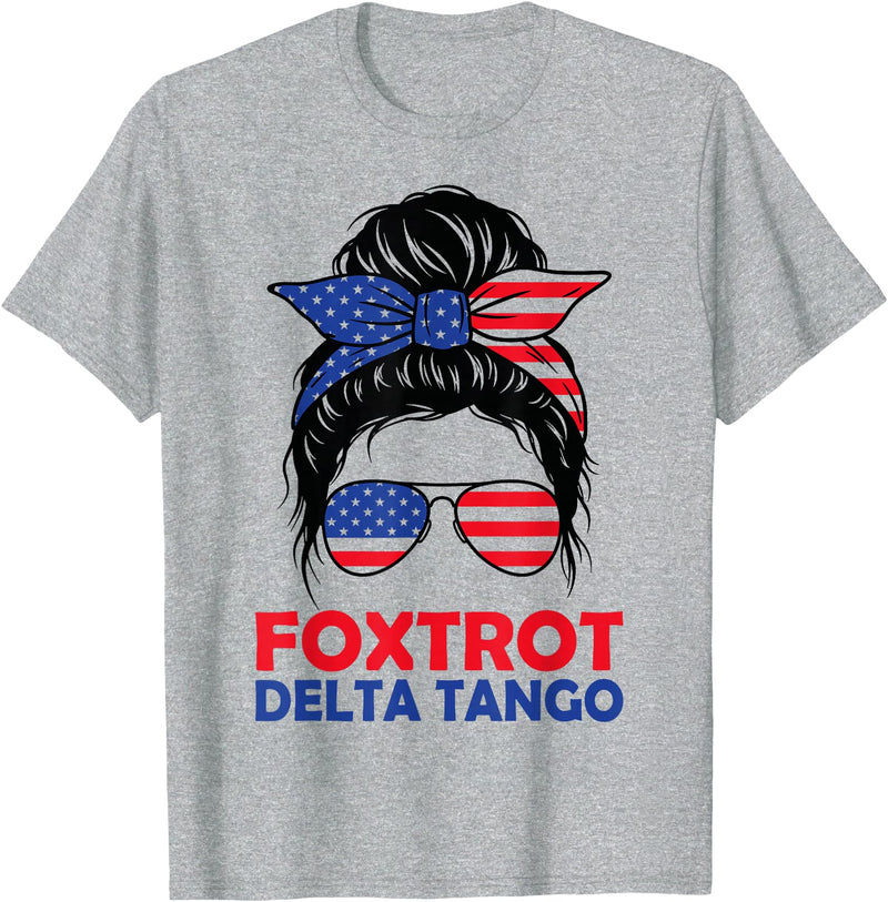 Messy Bun Bear Foxtrots Deltas Tangos Funny Tees Messy Bun Foxtrots Deltas Tangos Bear Foxtrots Deltas Tango T-Shirt - Heather Grey
