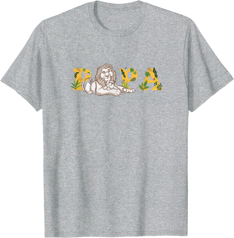 Disney The Lion King Papa Father's Day Mufasa & Simba Sketch T-Shirt - Heather Grey