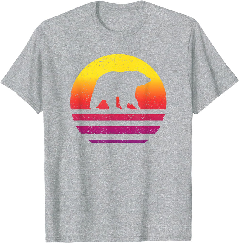 Bear Accessories & Clothing Gifts Women Men Kids Bear Retro Style Vintage T-Shirt - Heather Grey
