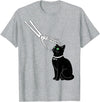 Cat and Skeleton Funny Spooky Skeleton Pet Cat Funny Spooky Halloween T-Shirt - Heather Grey