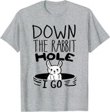 ORIGINAL Down the Rabbit Hole I Go Funny Cute Easter T-Shirt in Heather Grey