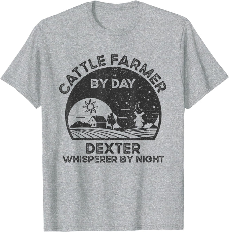 Funny Dexter Gift for Men, Women, Dad & Mom Cattle Farmer Whisperer Cow Rancher - Dexter T-Shirt - Heather Grey