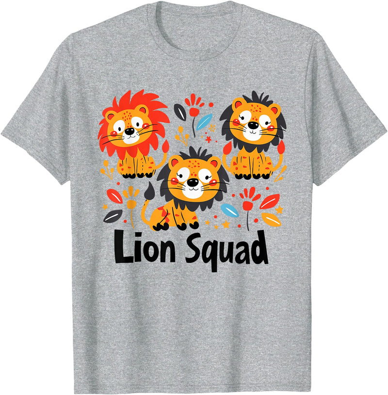 Lion Design for Lion Lovers Lion Squad Design for Lion Lover Stuff | Cool Lion T-Shirt - Heather Grey