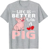 Funny Pig Farm Piggy Farmer Farming Gifts DAIMMER Life Is Better With A Pig T-Shirt - Heather Grey