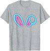 Blue Magenta Bunny Ears Cute Rabbit Pet Rabbit Lover Gift T-Shirt in Heather Grey