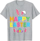 Happy Easter Bunny Rabbit Face Funny Easter Day Women Girls T-Shirt in Heather Grey
