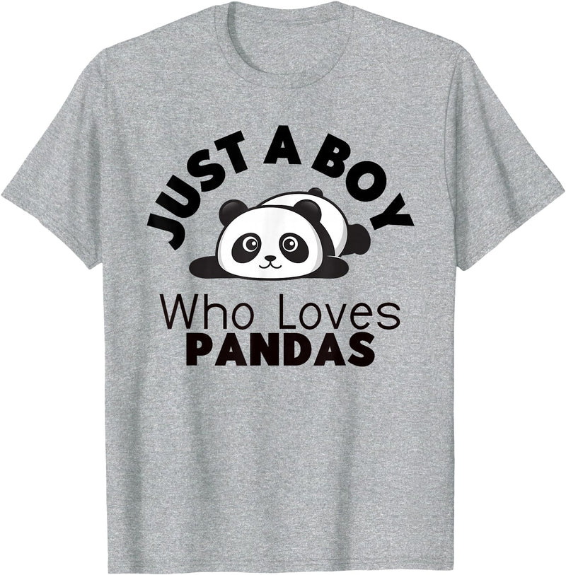 Panda Lover Designs Just A Boy Who Loves Pandas Cute Panda Bear T-Shirt - Heather Grey