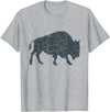 Bison Lover Gifts Wildlife I Bison Natural Reserve Vintage Buffalo I Distressed Bison T-Shirt - Heather Grey