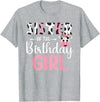 Cow Birthday Shirt For Family Men Women Cow Lover Sister Of The Birthday Girl Farm Cow 1 St Birthday Girl T-Shirt - Heather