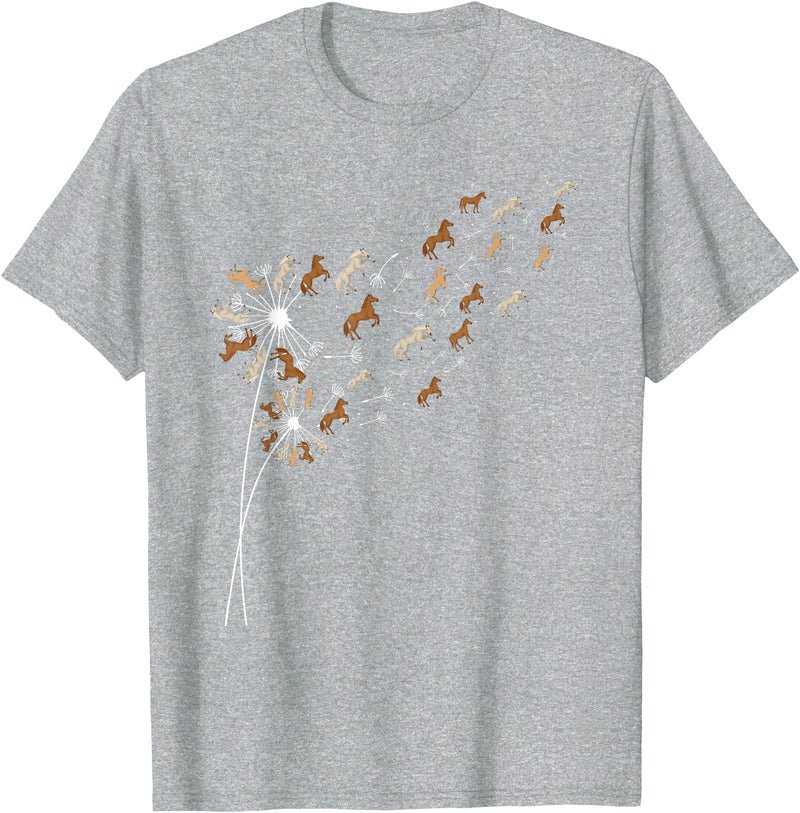Funny Horse Shirts Dandelion Horses - Horse Lovers Rider T-Shirt - Heather Grey