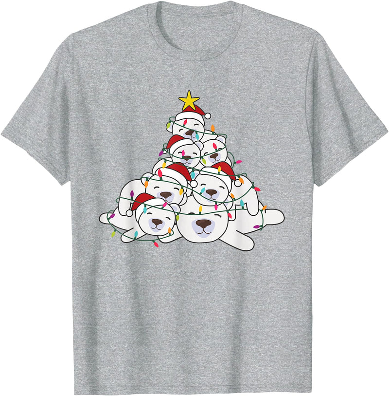 Funny Animals For The Holidays Polar Bear Christmas Tree Funny Animal Christmas Polar Bears T-Shirt - Heather Grey