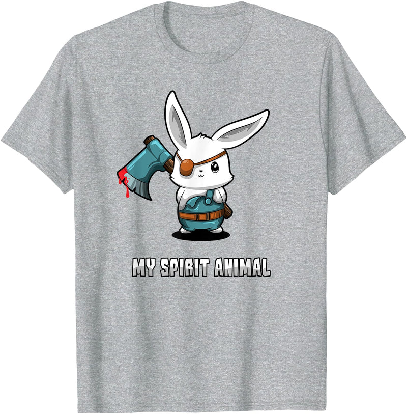 Killer Bunny Is My Spirit Animal - Halloween Rabbit Costume T-Shirt in Heather Grey