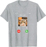Hamster Calls Funny Phone for Hamster Owners, Animal Lovers T-Shirt - Heather Grey