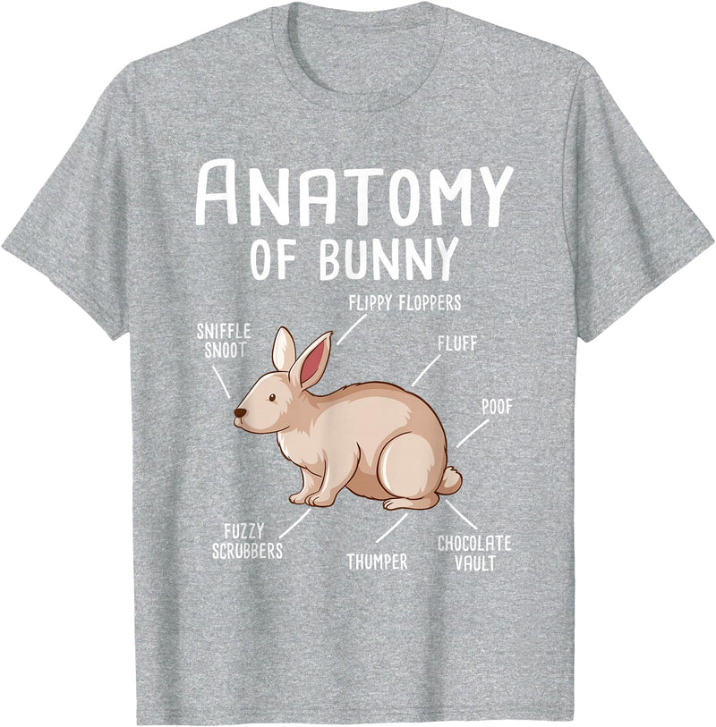 Anatomy of Bunny - Rabbit Lover Zookeeper Farmer Mammals T-Shirt in Heather Grey