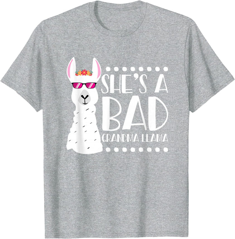 Llama - Alpaca Funny Designs Alpaca Fan Design Funny She's A Bad Grandma Llama For Women T-Shirt - Heather Grey