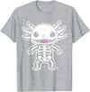 Magical and Funny Halloween Gifts Axolotl Skeleton Halloween T-Shirt - Heather Grey