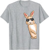 Cool Rabbit with Sunglasses Bunny Lover Kids Rabbit T-Shirt in Heather Grey
