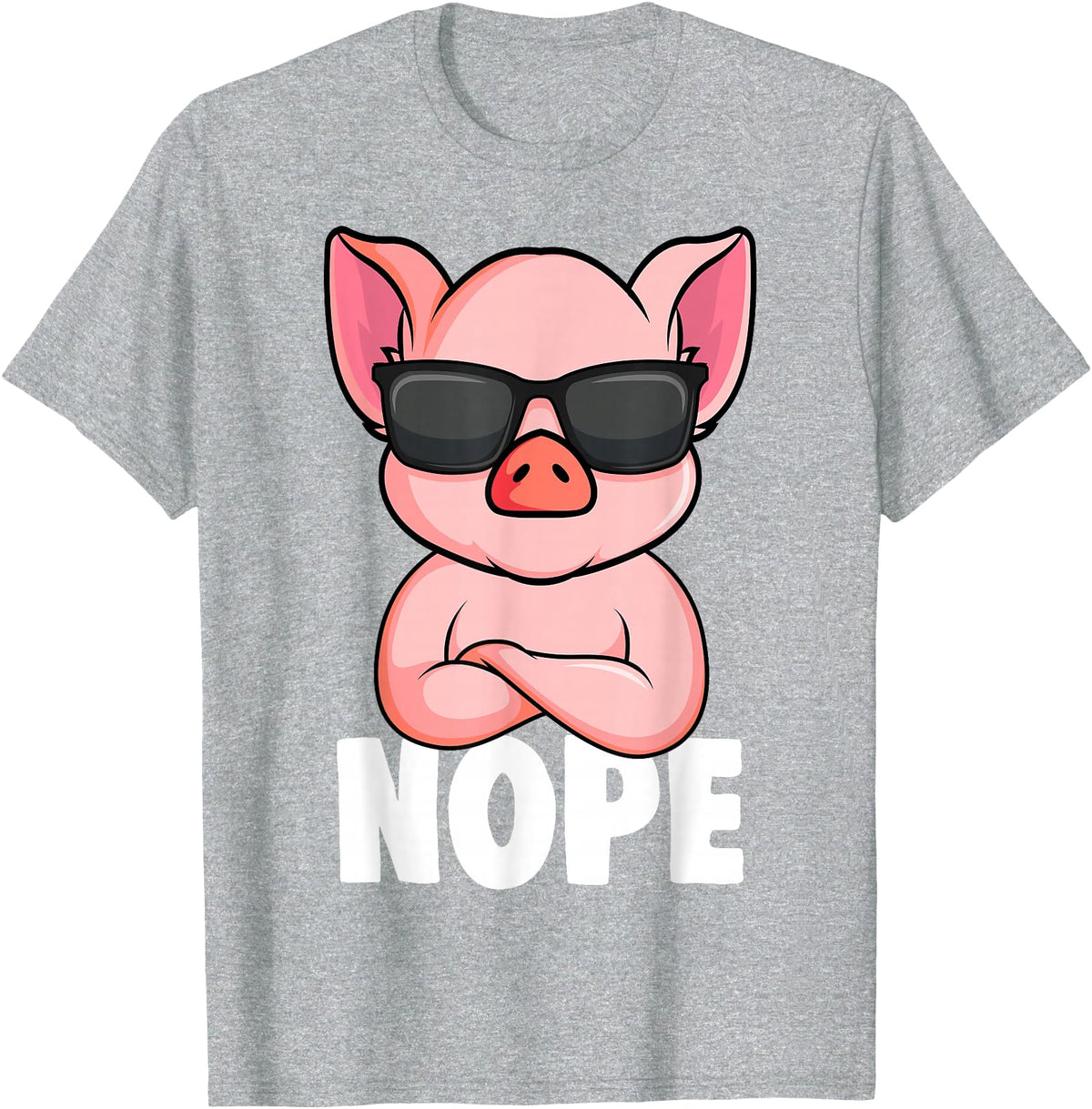 Funny Pig Lover & Owner Gift Ideas Pigs Nope Pig Children Girls Pig T-Shirt - Heather Grey
