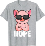Funny Pig Lover & Owner Gift Ideas Pigs Nope Pig Children Girls Pig T-Shirt - Heather Grey