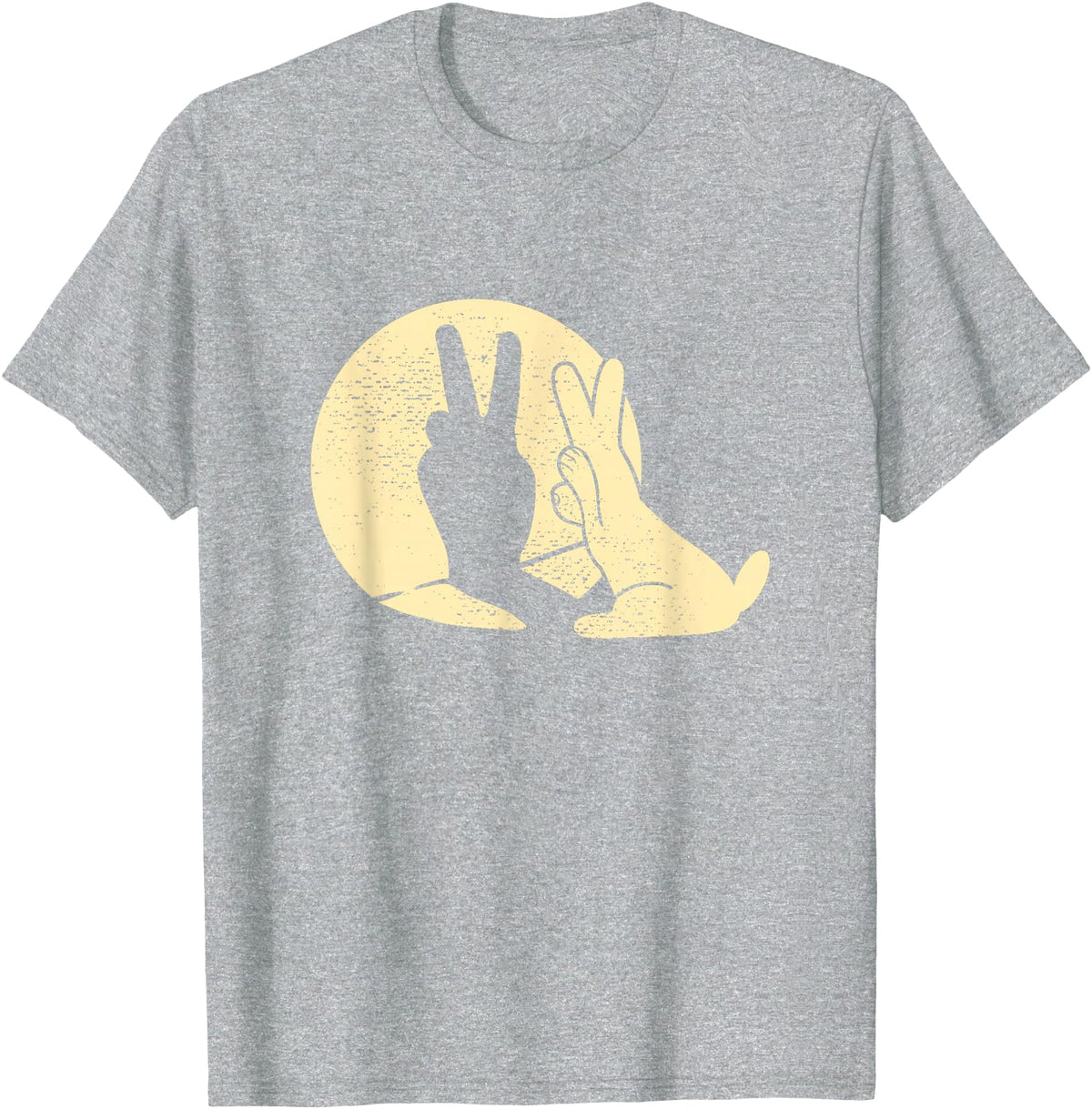Rabbit Shadow Peace Sign T-Shirt in Heather Grey