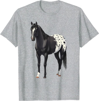 Horse Lover Art by CSForest Beautiful Black Blanket Appaloosa Horse Lover Gift T-Shirt - Heather Grey