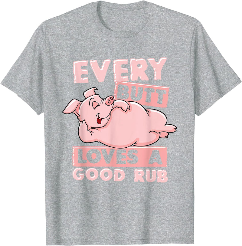 BCC BBQ Shirts & Barbecue Grill Master Gifts BBQ Pig Grill Shirt Chef Barbecue Pulled Pork Steak BBQ T-Shirt - Heather Grey