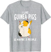 Gift Guinea Pig Owner & Accessories I like Guinea Pigs and maybe 3 People Cute Guinea Pig T-Shirt - Heather Grey