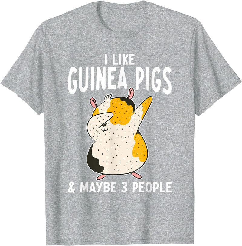 Gift Guinea Pig Owner & Accessories I like Guinea Pigs and maybe 3 People Cute Guinea Pig T-Shirt - Heather Grey