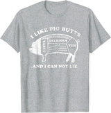 Pink Ink Art Funny I Like Pig Butts And I Can Not Lie T-Shirt T-Shirt - Heather Grey