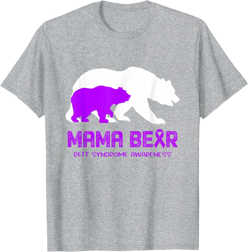 Rett Syndrome Awareness T-Shirt Mama Bear Rett Syndrome Awareness Shirt For Women Men T-Shirt - Heather Grey
