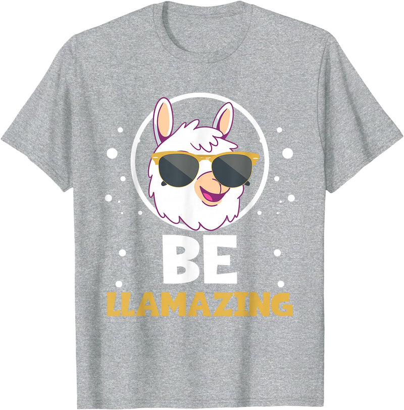 LLama Squad Shirts and Gifts Cute Amazing Llama Pun Be Llamazing Llama Lover T-Shirt - Heather Grey