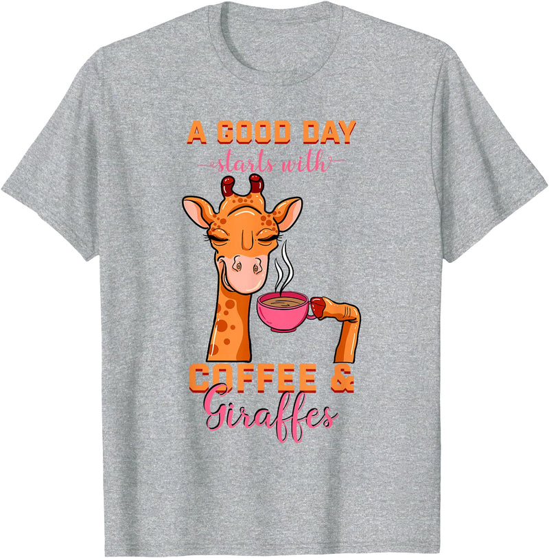 Cute Coffee Giraffe Apparel Coffee Giraffe Mug Animal Cappuccino Espresso Beans Gift T-Shirt - Heather Grey