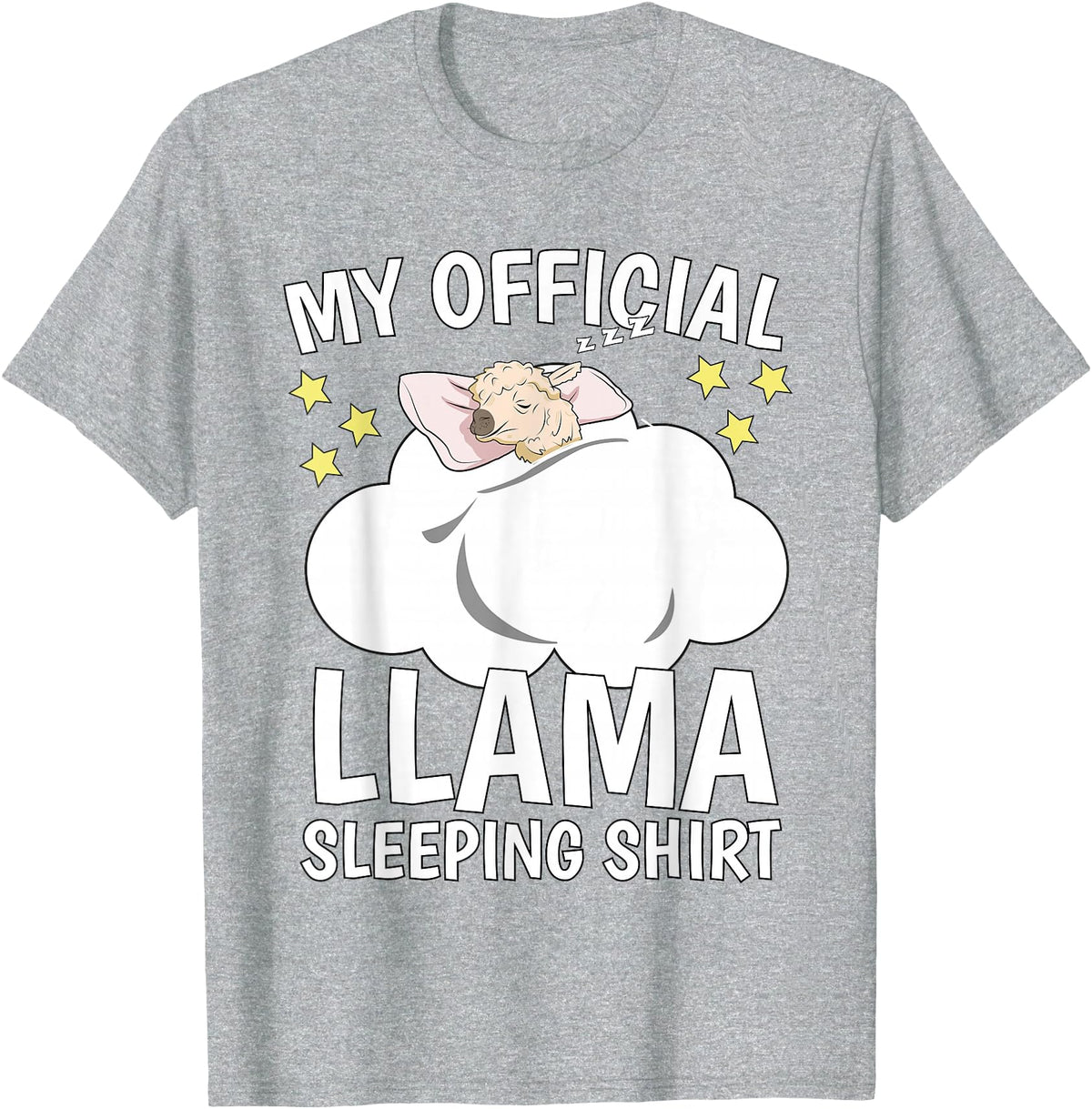 Llama Sleeping Wear Kids, Women & Men Official Sleeping Shirt Sleep Shirt Pajama Naps PJ Llama T-Shirt - Heather Grey