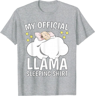 Llama Sleeping Wear Kids, Women & Men Official Sleeping Shirt Sleep Shirt Pajama Naps PJ Llama T-Shirt - Heather Grey