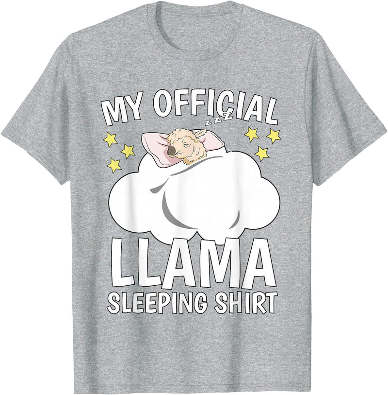 Llama Sleeping Wear Kids, Women & Men Official Sleeping Shirt Sleep Shirt Pajama Naps PJ Llama T-Shirt - Heather Grey