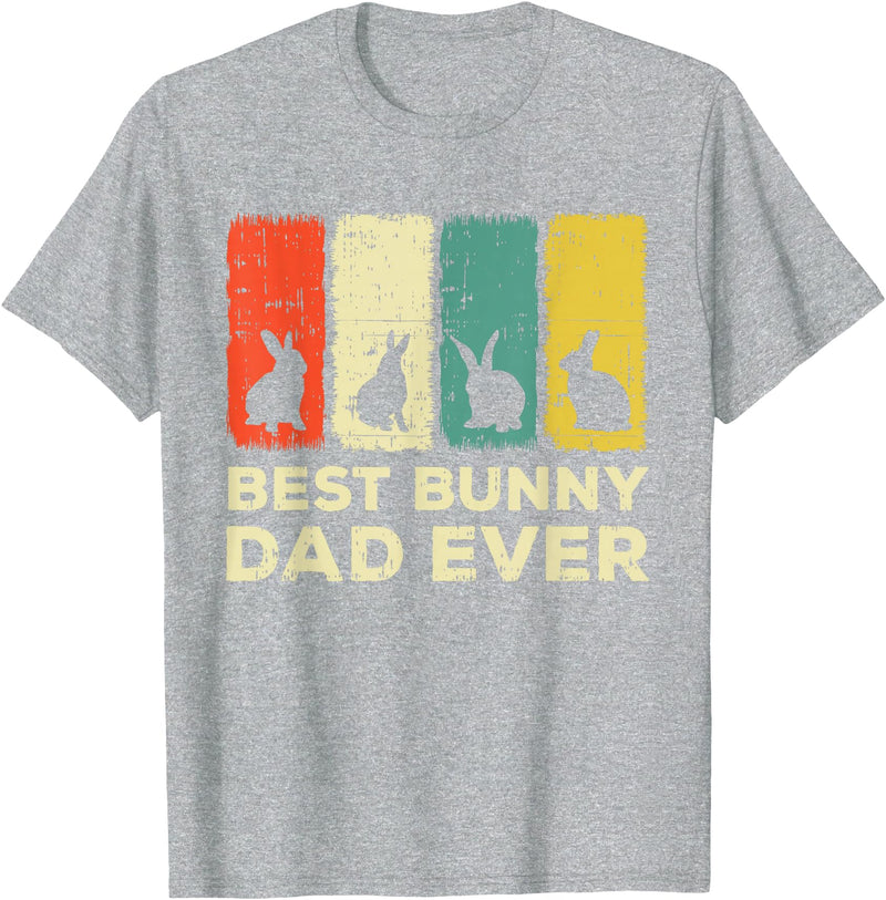 Best Bunny Dad Ever Rabbit Dad Rabbit Bunny T-Shirt in Heather Grey