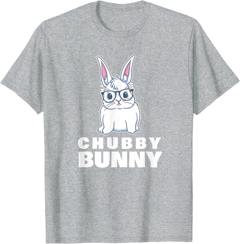 Chubby Bunny Cute Rabbit Love Fat T-Shirt in Heather Grey