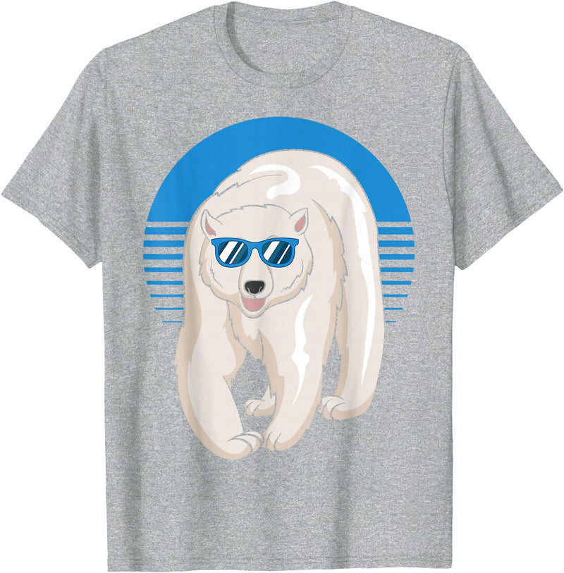 Climate Change Animal Polar Bears Gifts Arctic Animal Lovers Cool Sunglasses Retro Polar Bear T-Shirt - Heather Grey
