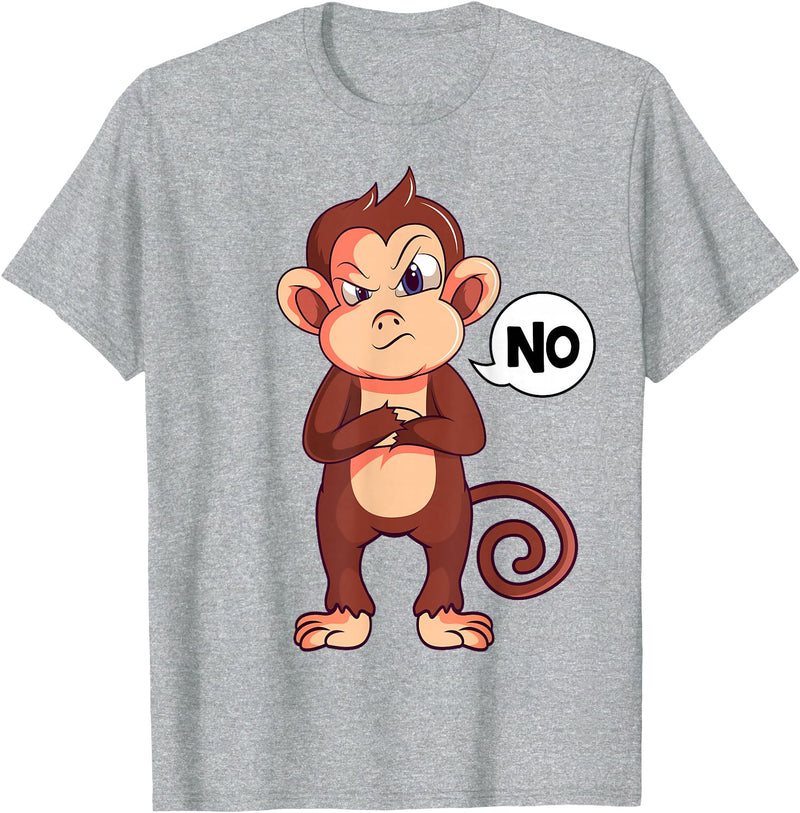 Funny Monkey Apparel & Gift Ideas Stubborn Monkey Girls Boys Kids Women T-Shirt - Heather Grey