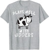 Bens Cow Time Plays Well with Udders Hilarious Cow T Shirt T-Shirt - Heather Grey