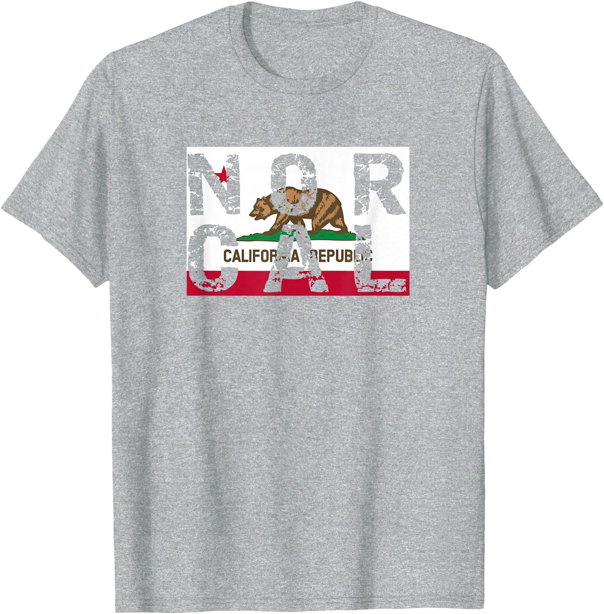 CA Shirt Co. California Republic T-Shirt | NOR CAL T-Shirt T-Shirt - Heather Grey