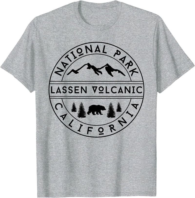 Lassen Volcanic National Park California USA Retro Lassen Volcanic National Park T-Shirt - Heather Grey