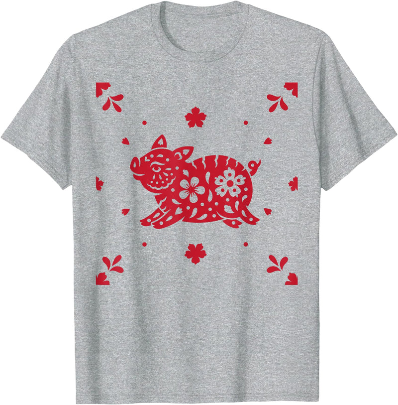 Chinese Zodiac Pig T-Shirt - Heather Grey