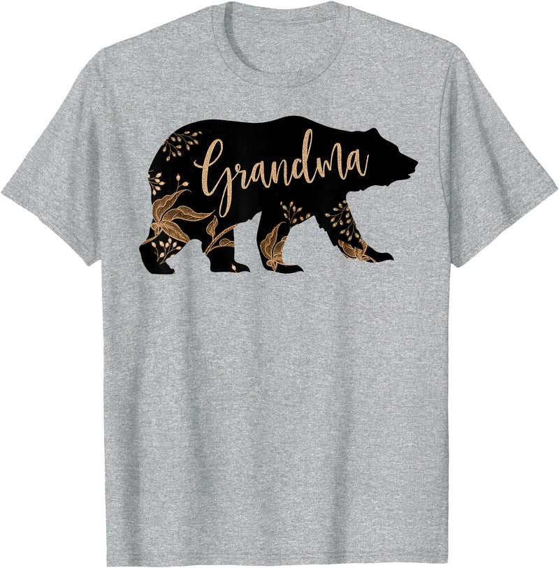 Fandy Family Floral Grandma Bear T Shirt Grandma Mother's Day Women Gift T-Shirt - Heather Grey