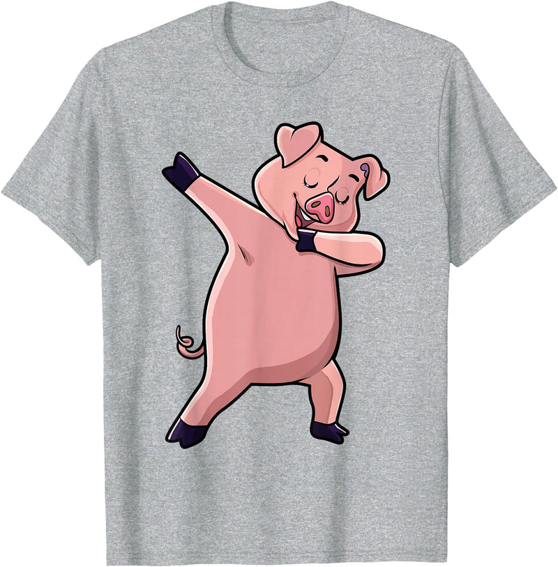 Cool Dabbing Animals Gift Shop Dabbing Pig Farm Animal Lover Farmer Men Women Kids T-Shirt - Heather Grey