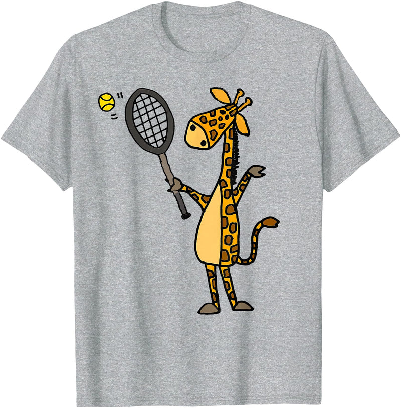 SmileteesSports Giraffe Playing T-Shirt T-Shirt - Heather Grey