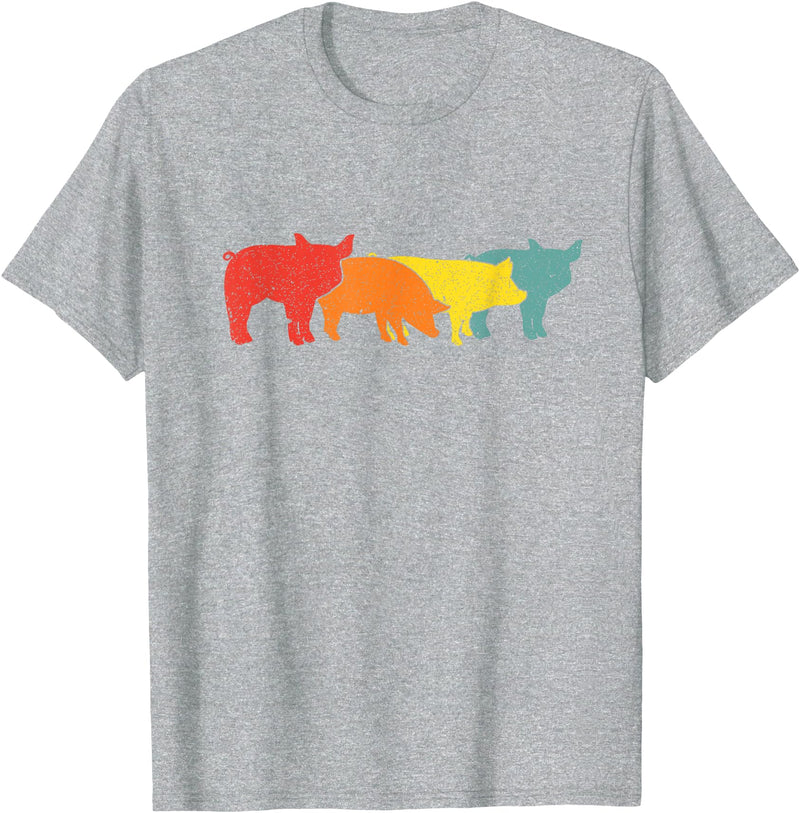 Pig Farm Farmer Design Vintage Gift Apparel Pig Farm Vintage Animal Animals Lover Farmer Fun Pig Farmer T-Shirt - Heather Grey