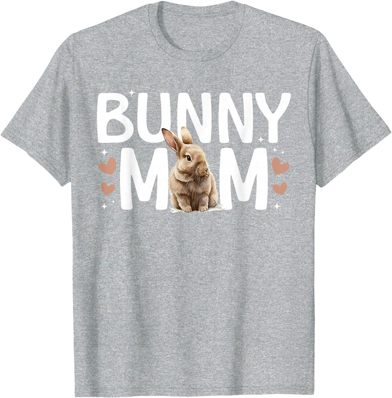 Bunny Mom Rabbit Mama Bunny Mother Rabbit Momma Bunny Owner T-Shirt in Heather Grey