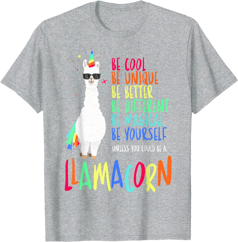 CuisineDuCool Funny Llamacorn - Funny Cute Llama Unicorn T-Shirt - Heather Grey