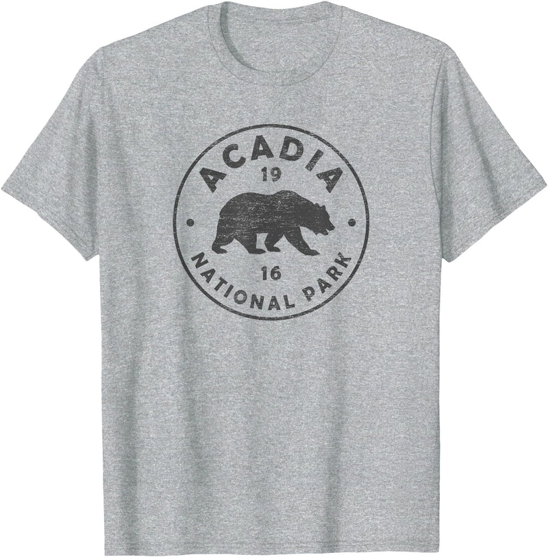 Vintage Acadia National Park Souvenir Shirts Vintage Acadia National Park Maine Bear Mens Womens Souvenir T-Shirt - Heather Grey